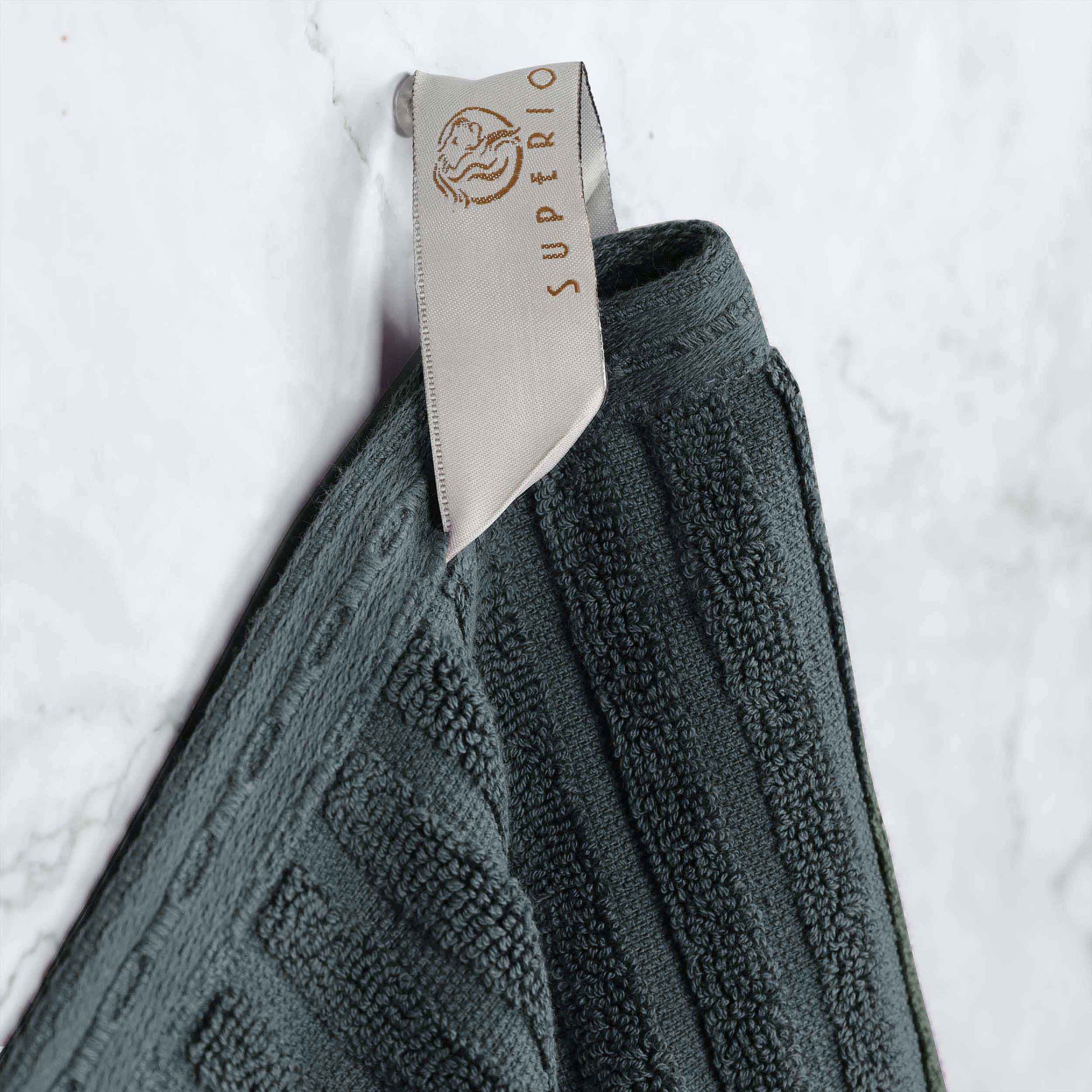Superior Soho Ribbed Textured Cotton Ultra-Absorbent Hand and Bath Towel Set - Pine