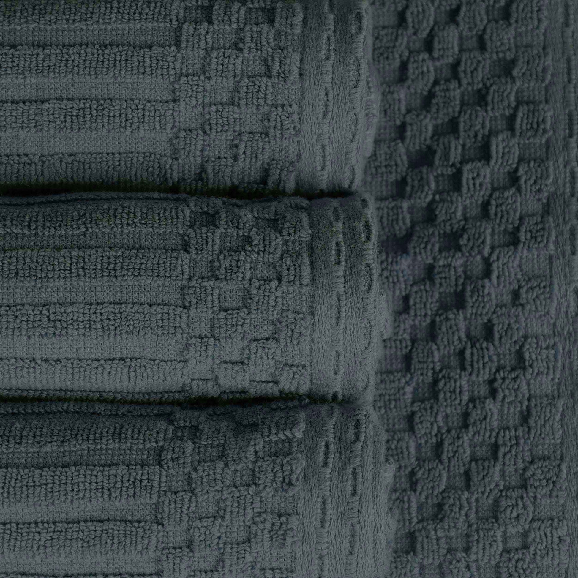 Ribbed Textured Cotton Medium Weight 6 Piece Towel Set - Pine