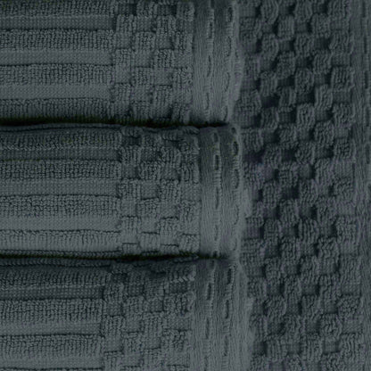 Ribbed Textured Cotton Medium Weight 6 Piece Towel Set - Pine