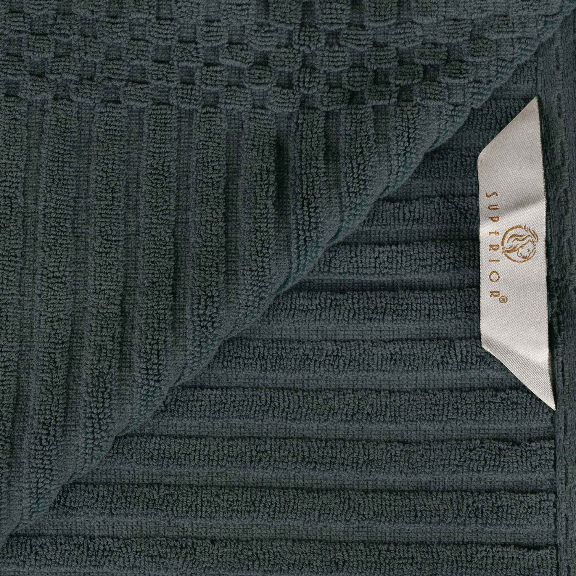 Ribbed Textured Cotton Medium Weight 6 Piece Towel Set - Pine