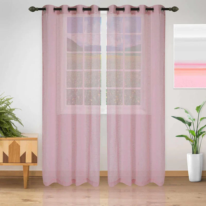 Meteorite Textured Grommet Sheer Curtain Panel Set of 2 - Pink