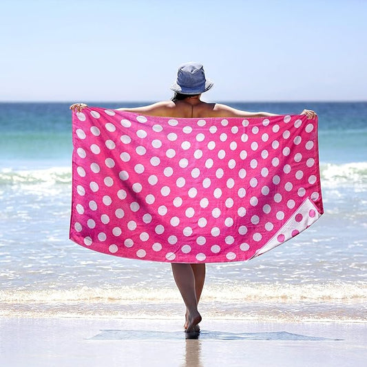 Polka Dot Cotton Oversized 2 Piece Beach Towel Set