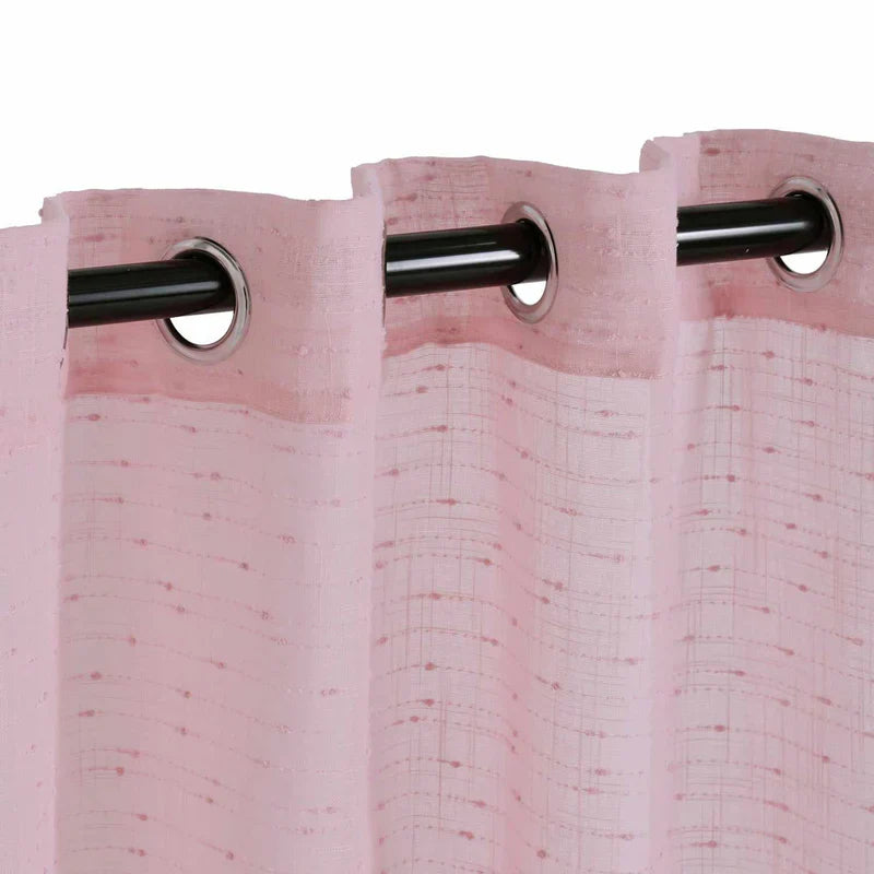 Meteorite Textured Grommet Sheer Curtain Panel Set of 2 - Pink