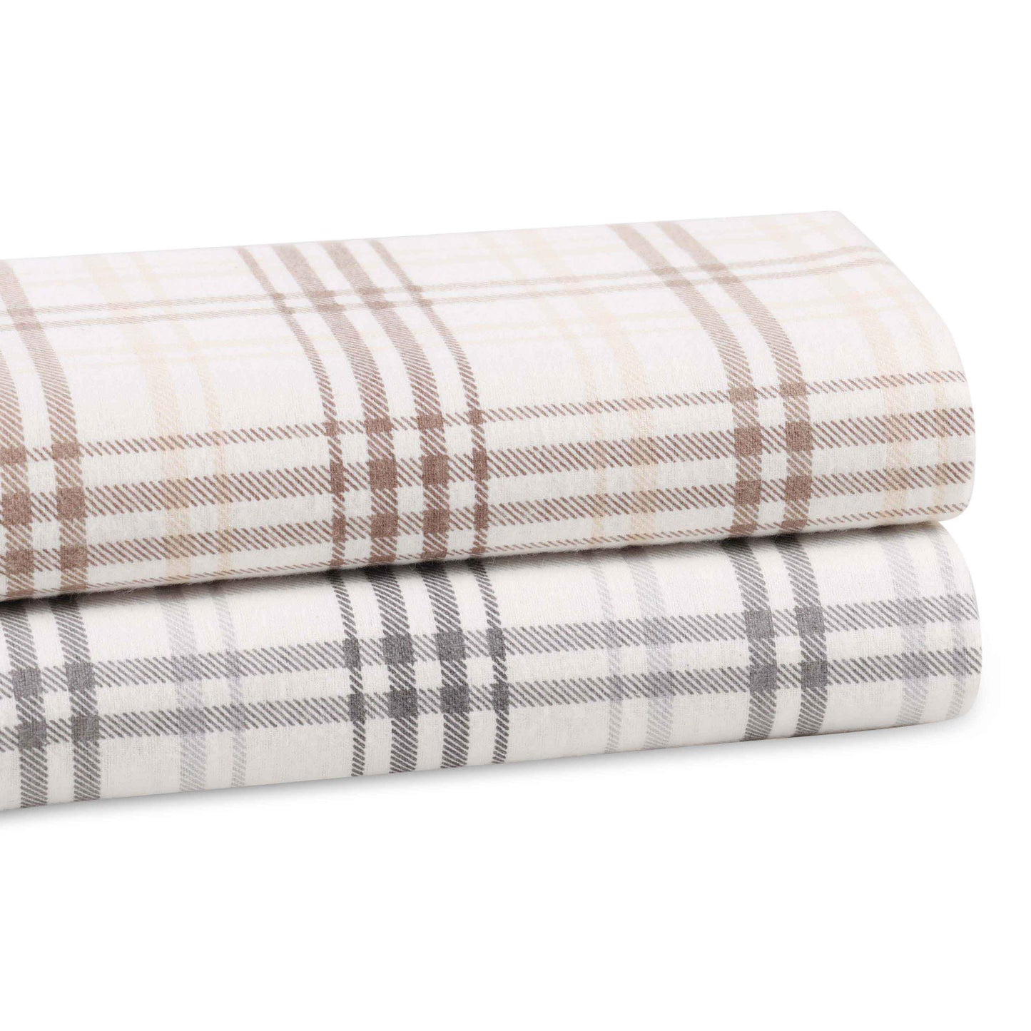 Plaid Flannel Cotton Classic Rustic Farmhouse Deep Pocket Sheet Set - Beige