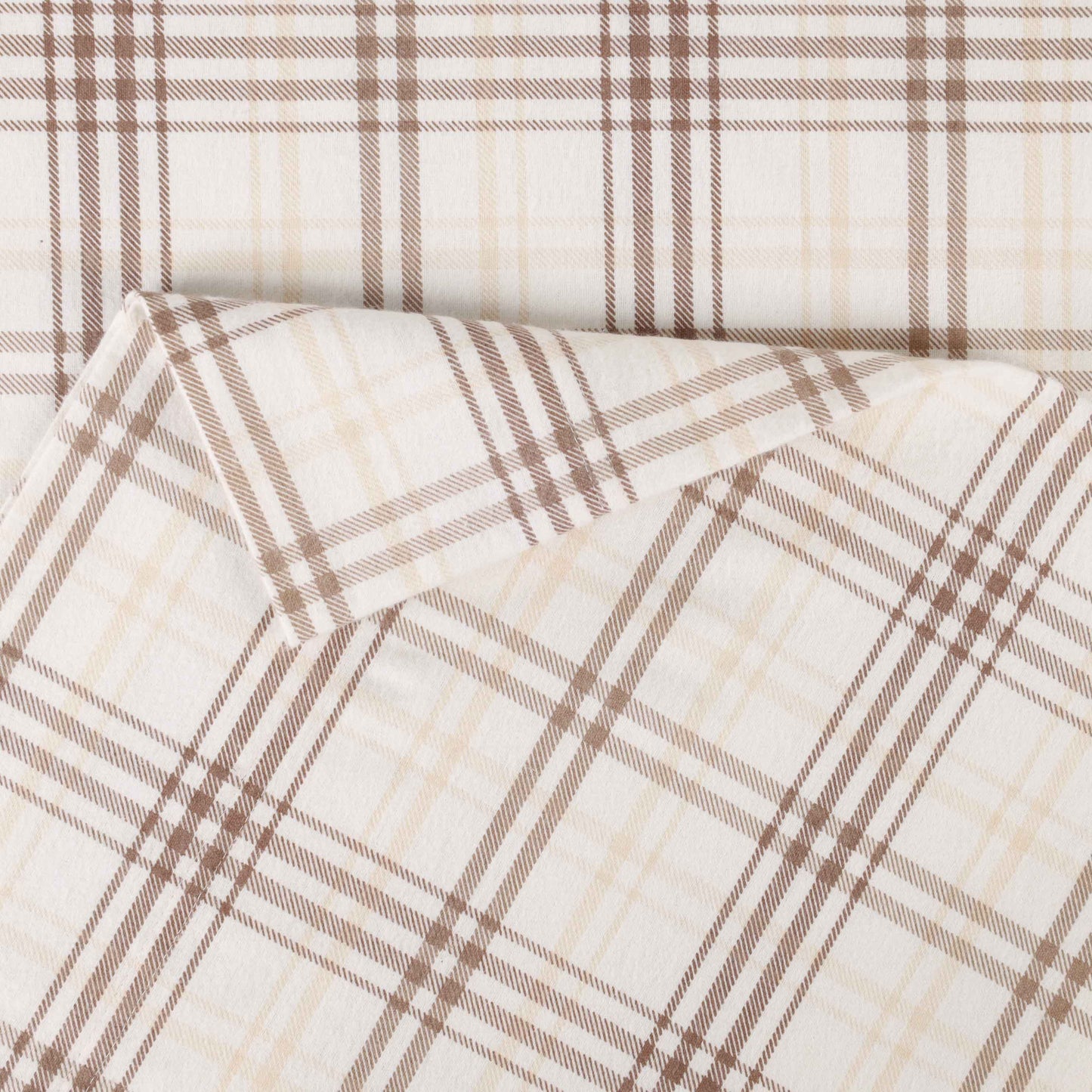 Plaid Flannel Cotton Classic Rustic Farmhouse Deep Pocket Sheet Set - Beige