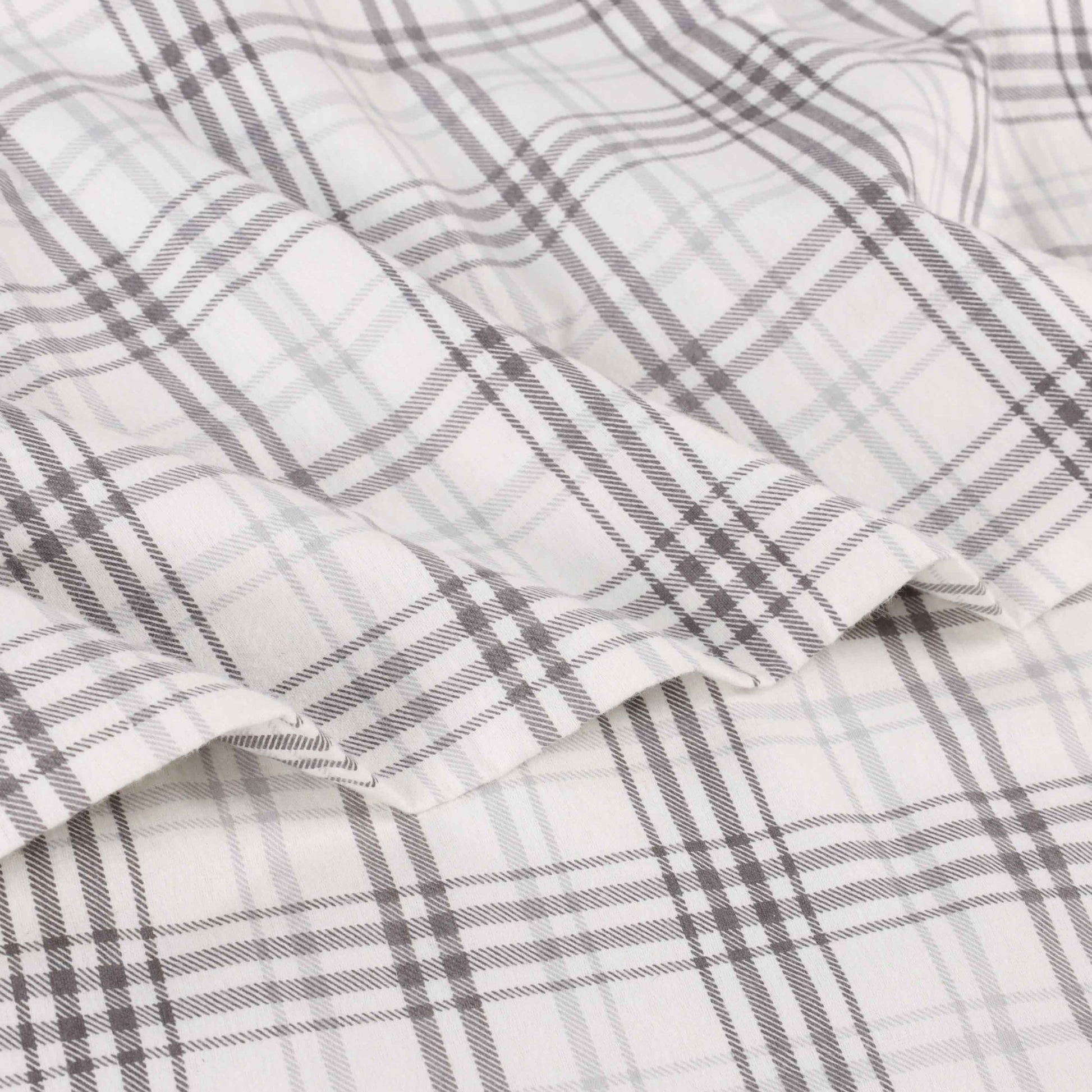 Plaid Flannel Cotton Classic Rustic Farmhouse Deep Pocket Sheet Set - Charcoal