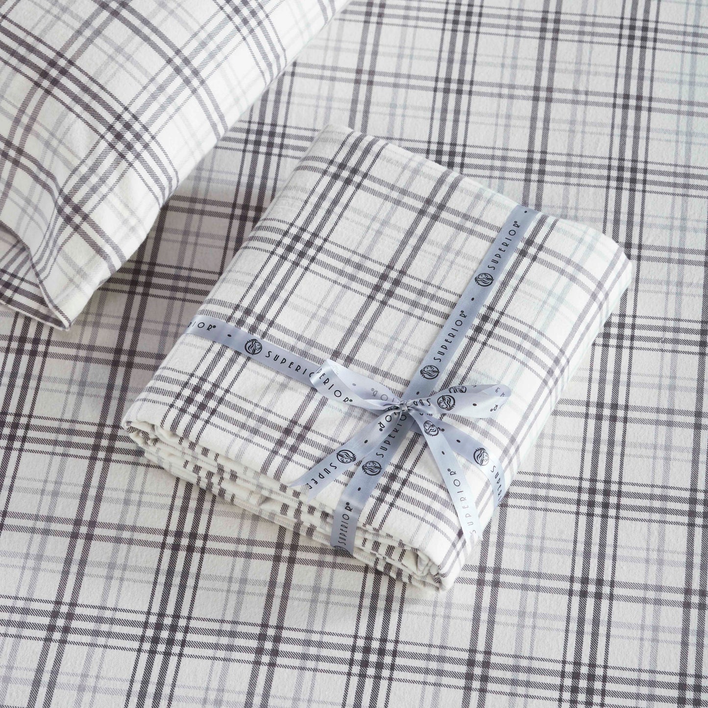 Plaid Flannel Cotton Classic Rustic Farmhouse Deep Pocket Sheet Set - Charcoal