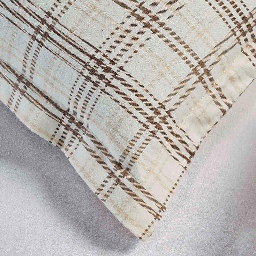 Plaid Flannel Cotton Classic Rustic Farmhouse Duvet Cover Set - Beige