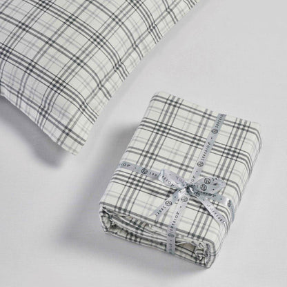 Plaid Flannel Cotton Classic Rustic Farmhouse Duvet Cover Set - Charcoal