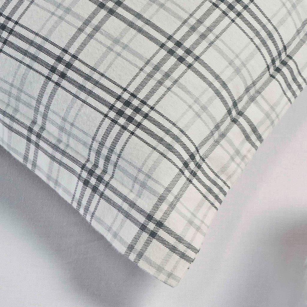 Plaid Flannel Cotton Classic Rustic Farmhouse Duvet Cover Set - Charcoal