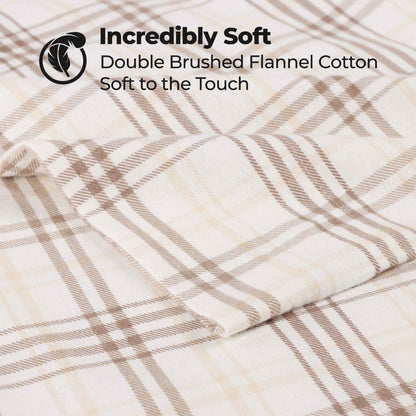 Plaid Flannel Cotton Classic Rustic Farmhouse Pillowcases - Beige