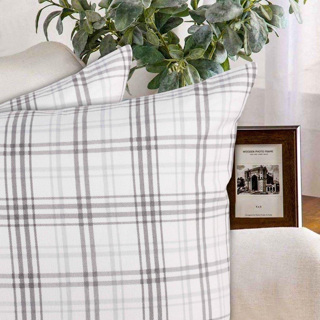 Plaid Flannel Cotton Classic Rustic Farmhouse Pillowcases - Charcoal