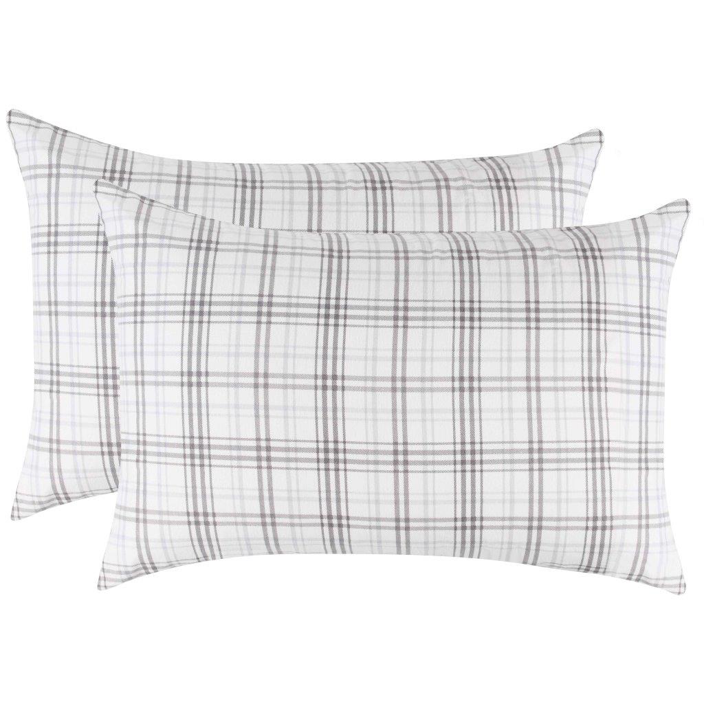 Plaid Flannel Cotton Classic Rustic Farmhouse Pillowcases - Charcoal