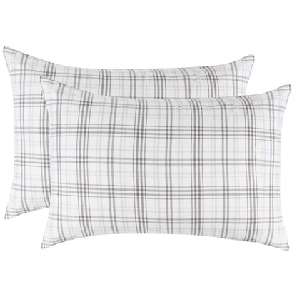 Plaid Flannel Cotton Classic Rustic Farmhouse Pillowcases - Charcoal