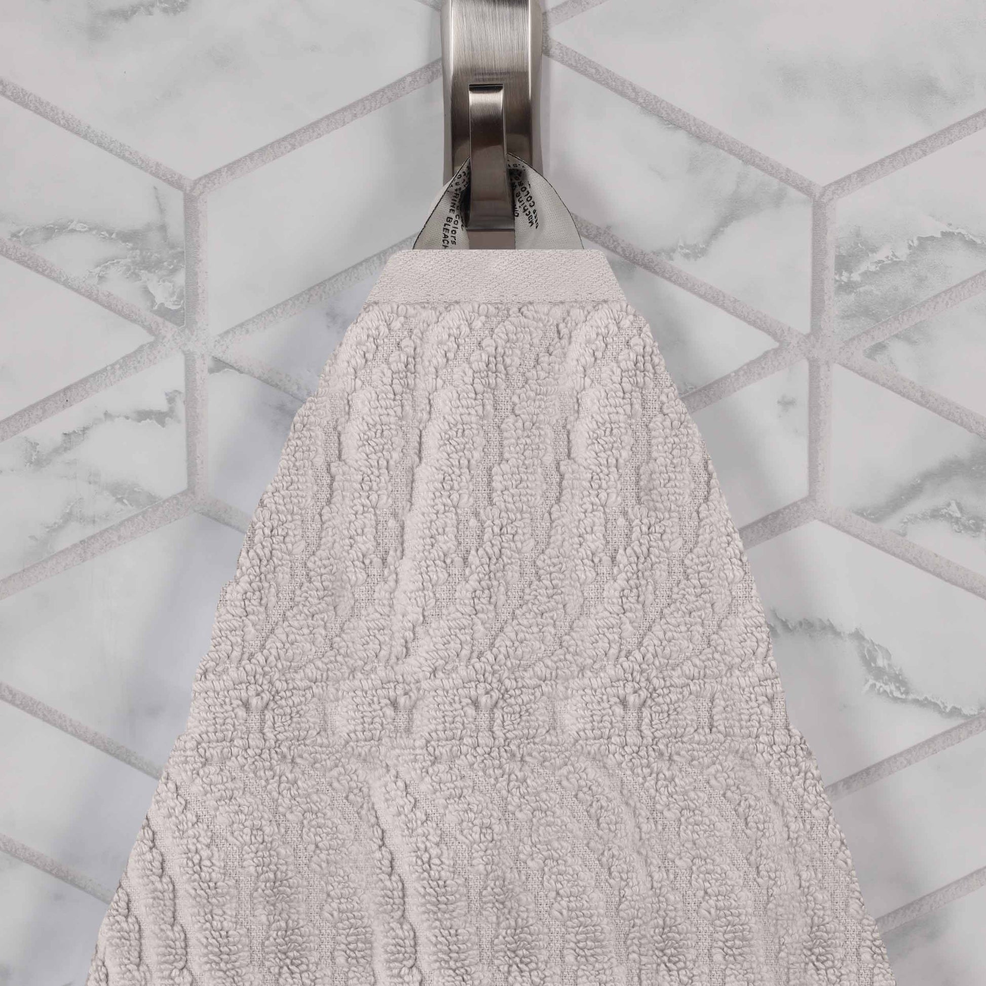 Chevron Zero Twist Solid and Jacquard Soft Cotton 6 Piece Towel Set - Platinum