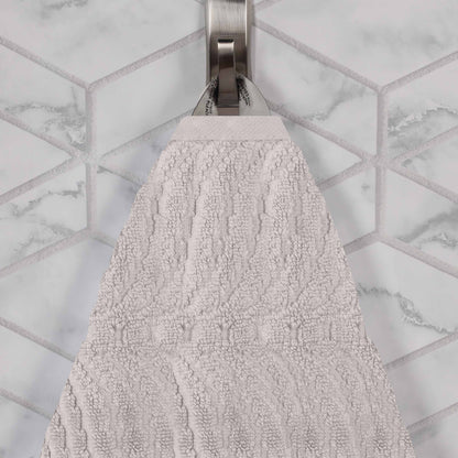 Chevron Zero Twist Solid and Jacquard Cotton 9 Piece Towel Set - Platinum