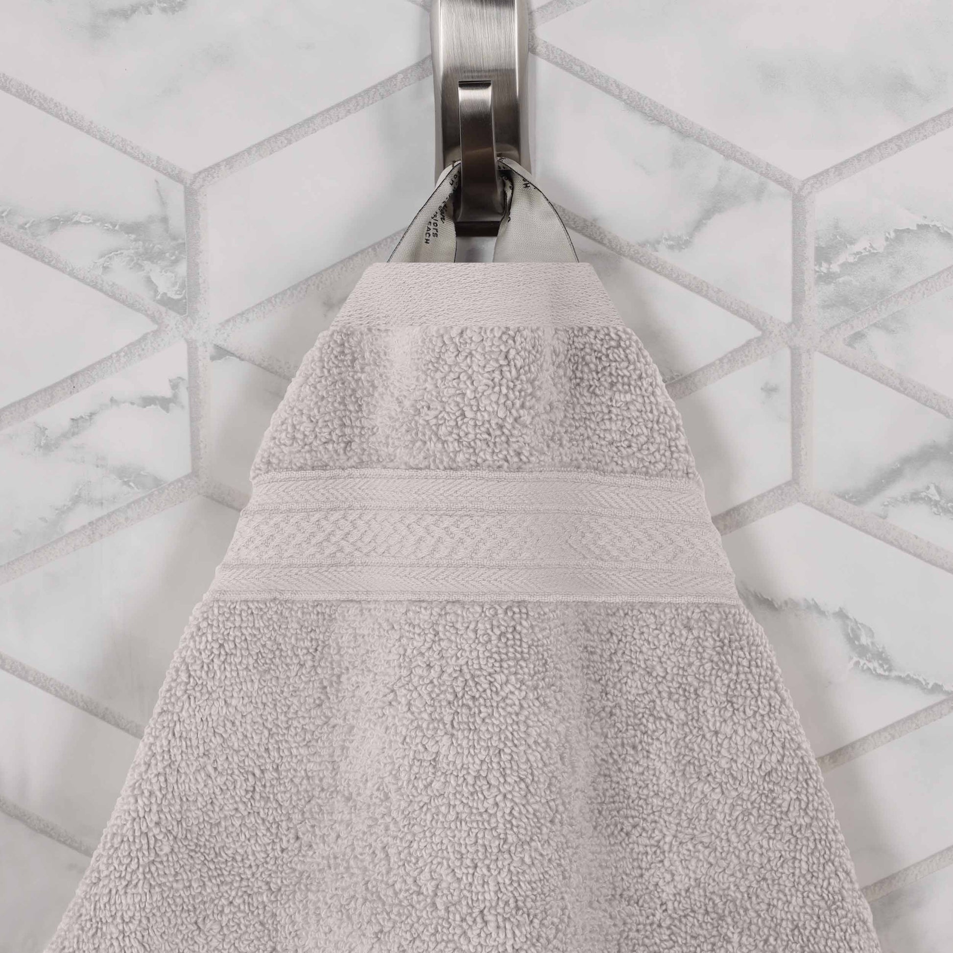 Chevron Zero Twist Solid and Jacquard Soft Cotton 6 Piece Towel Set - Platinum