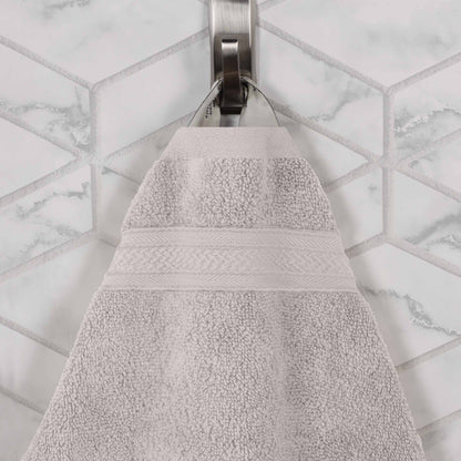 Chevron Zero Twist Solid and Jacquard Soft Cotton 6 Piece Towel Set - Platinum