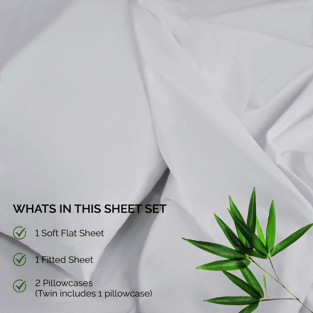 300 Thread Count Rayon From Bamboo Solid Deep Pocket Sheet Set