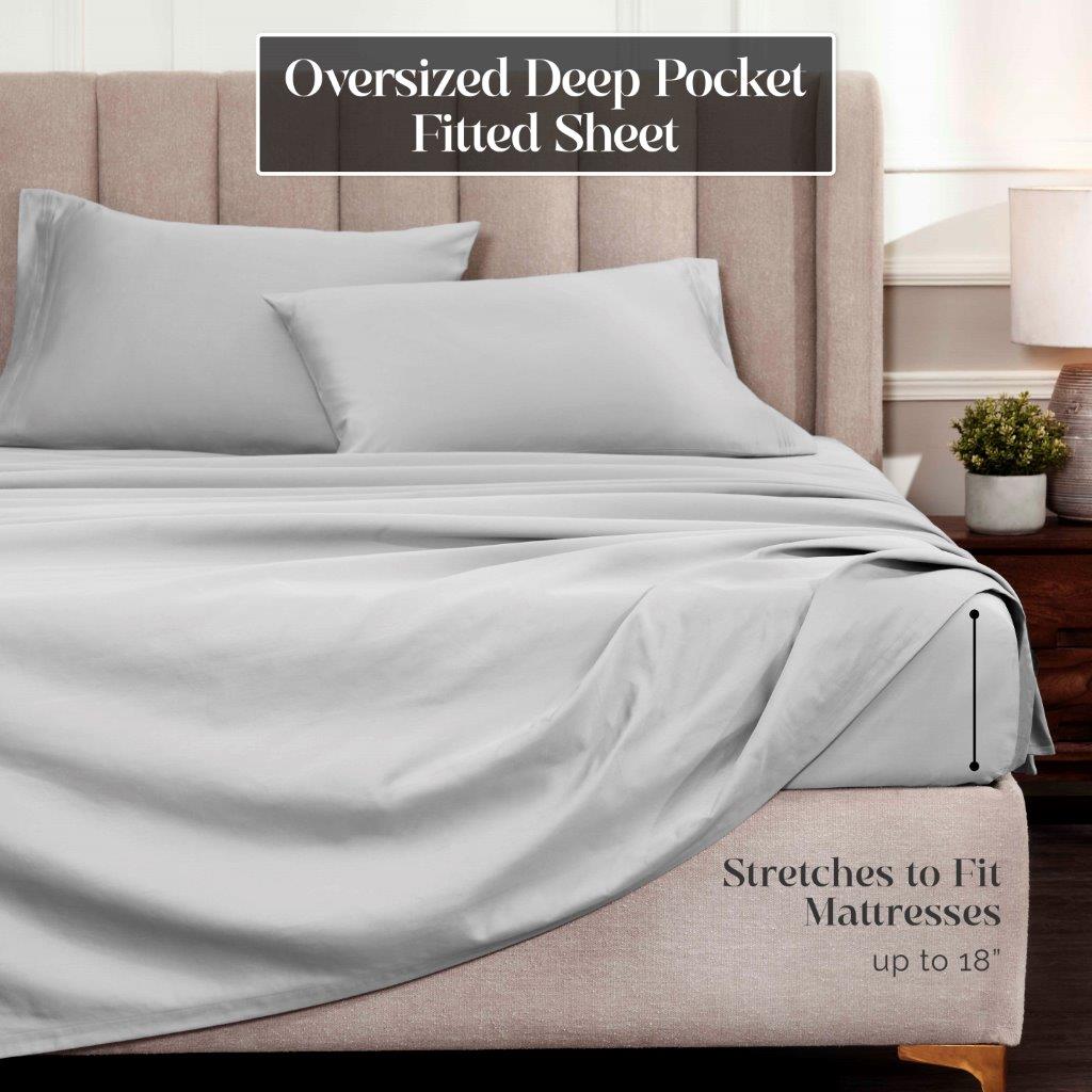 Egyptian Cotton 1500 Thread Count Eco Friendly Solid Sheet Set - Platinum