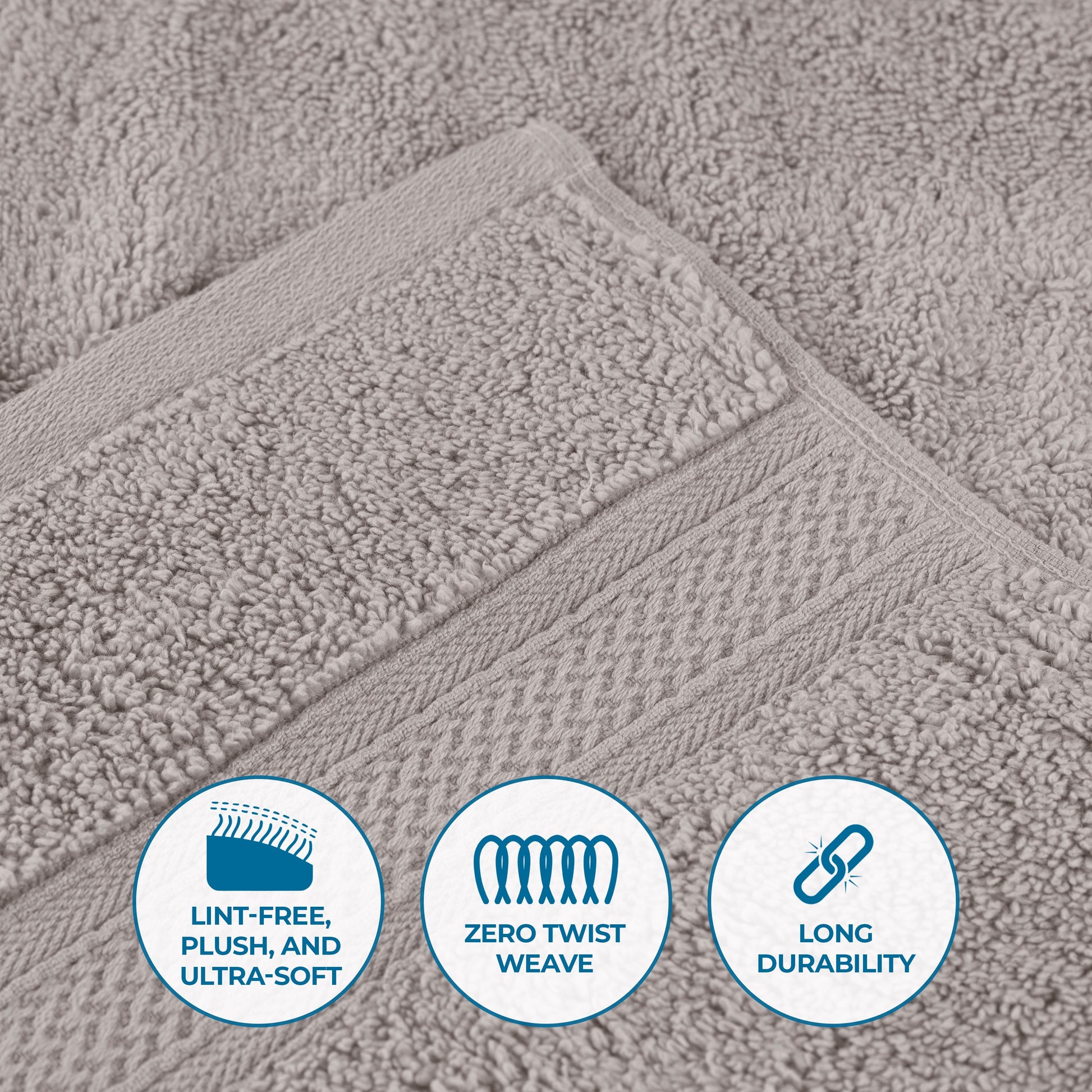 Chevron Zero Twist Solid and Jacquard Soft Cotton 6 Piece Towel Set - Platinum
