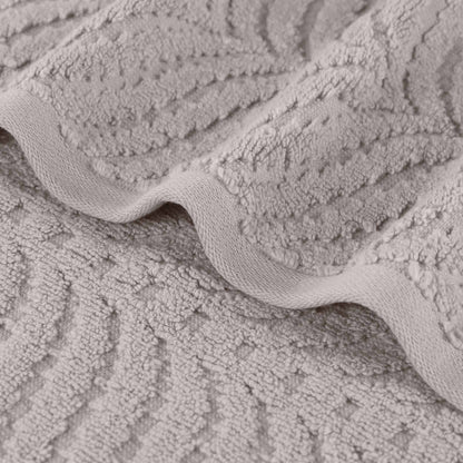 Chevron Zero Twist Jaquard Cotton 3 Piece Bathroom Towel Set - Platinum