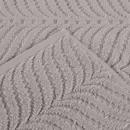 Chevron Zero Twist Solid and Jacquard Soft Cotton 6 Piece Towel Set - Platinum