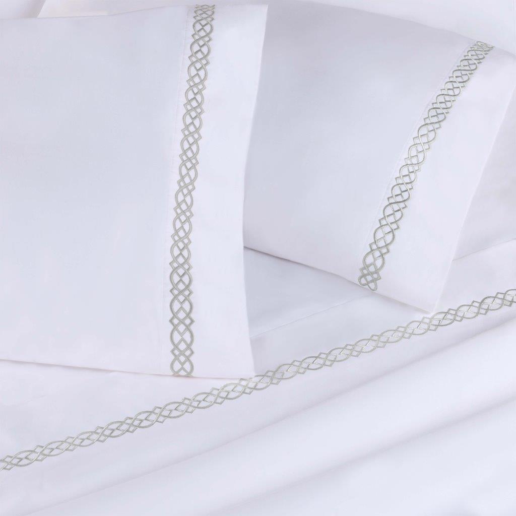 Egyptian Cotton 1000 Thread Count Embroidered Pillowcase Set - Platinum