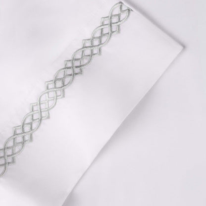 Egyptian Cotton 1000 Thread Count Embroidered Pillowcase Set - Platinum