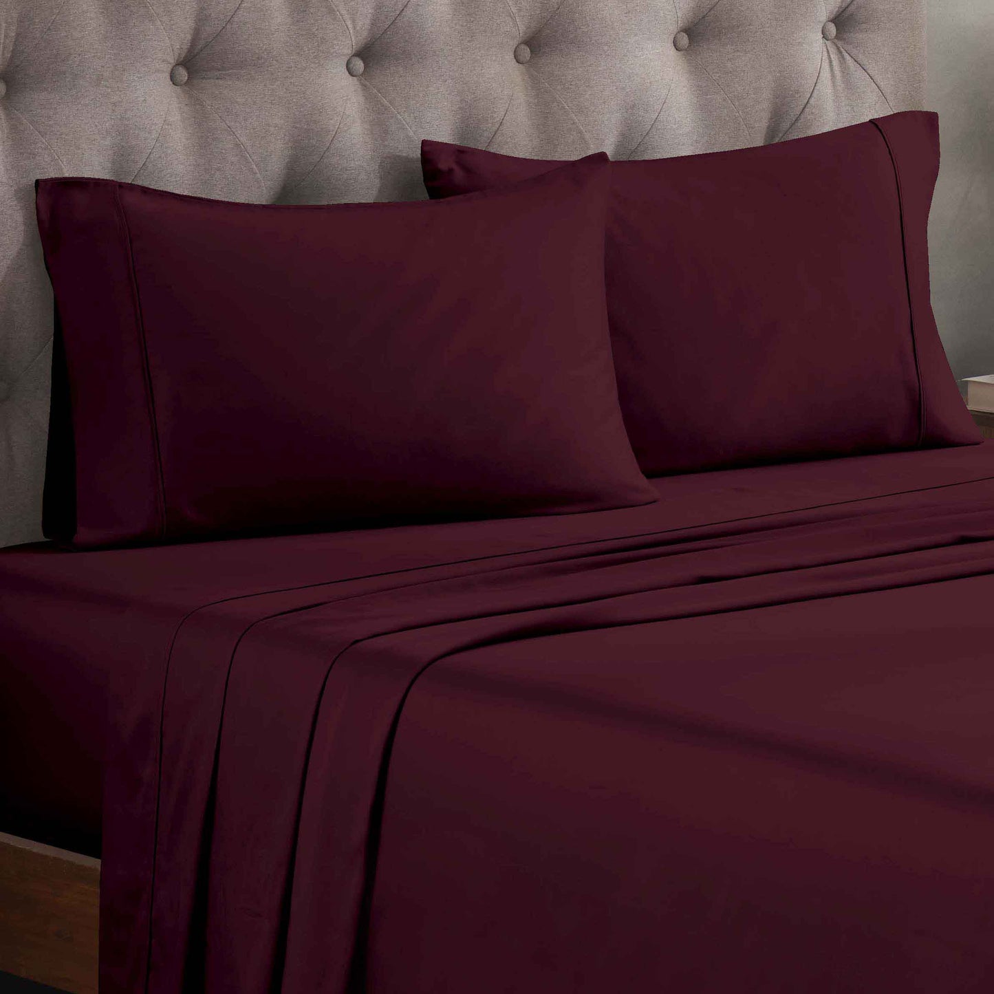 Egyptian Cotton 300 Thread Count Solid Deep Pocket Sheet Set - Plum