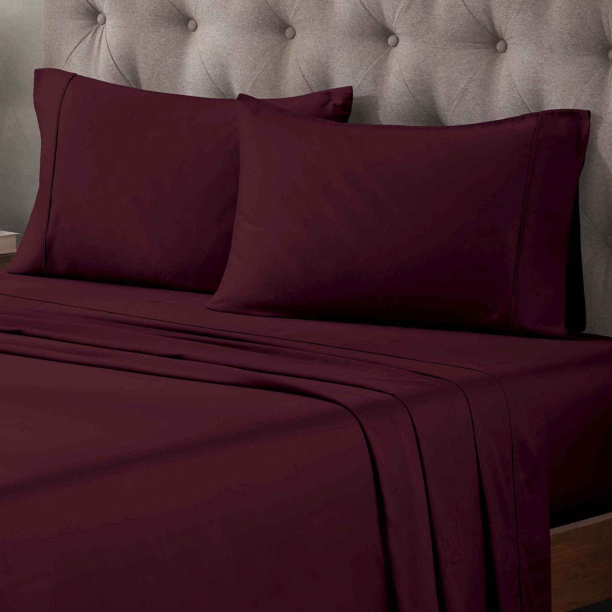 400 Thread Count Egyptian Cotton Solid Deep Pocket Sheet Set - Plum