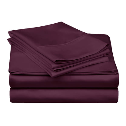 Egyptian Cotton 300 Thread Count Solid Deep Pocket Sheet Set - Plum