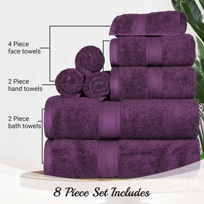 Madison Egyptian Cotton Pile Plush Heavyweight 8 Piece Towel Set