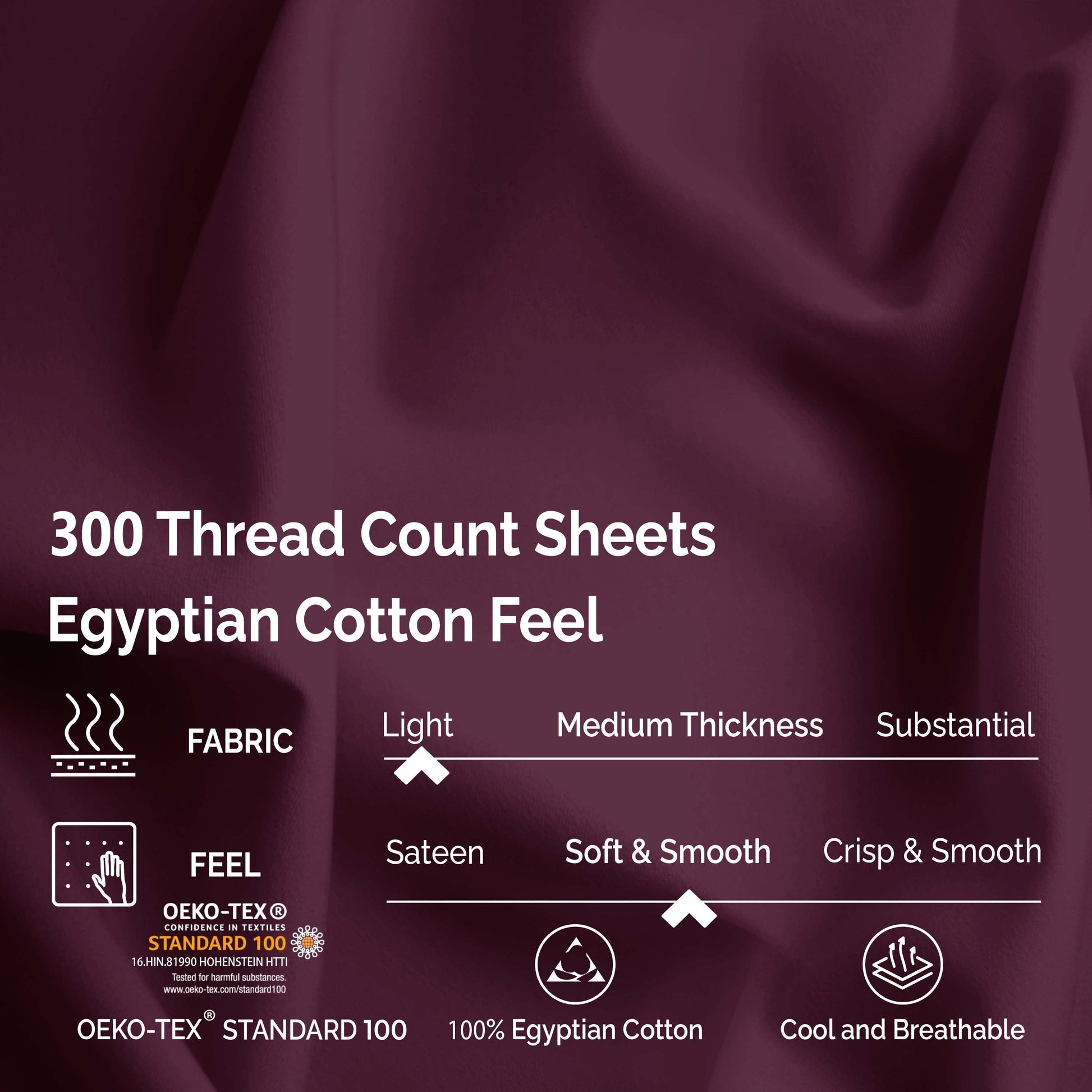 Egyptian Cotton 300 Thread Count Solid Deep Pocket Sheet Set - Plum