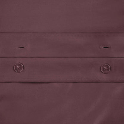 Superior Egyptian Cotton Solid All-Season Duvet Cover Set with Button Closure - Plum