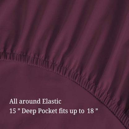 Egyptian Cotton 300 Thread Count Solid Deep Pocket Sheet Set - Plum