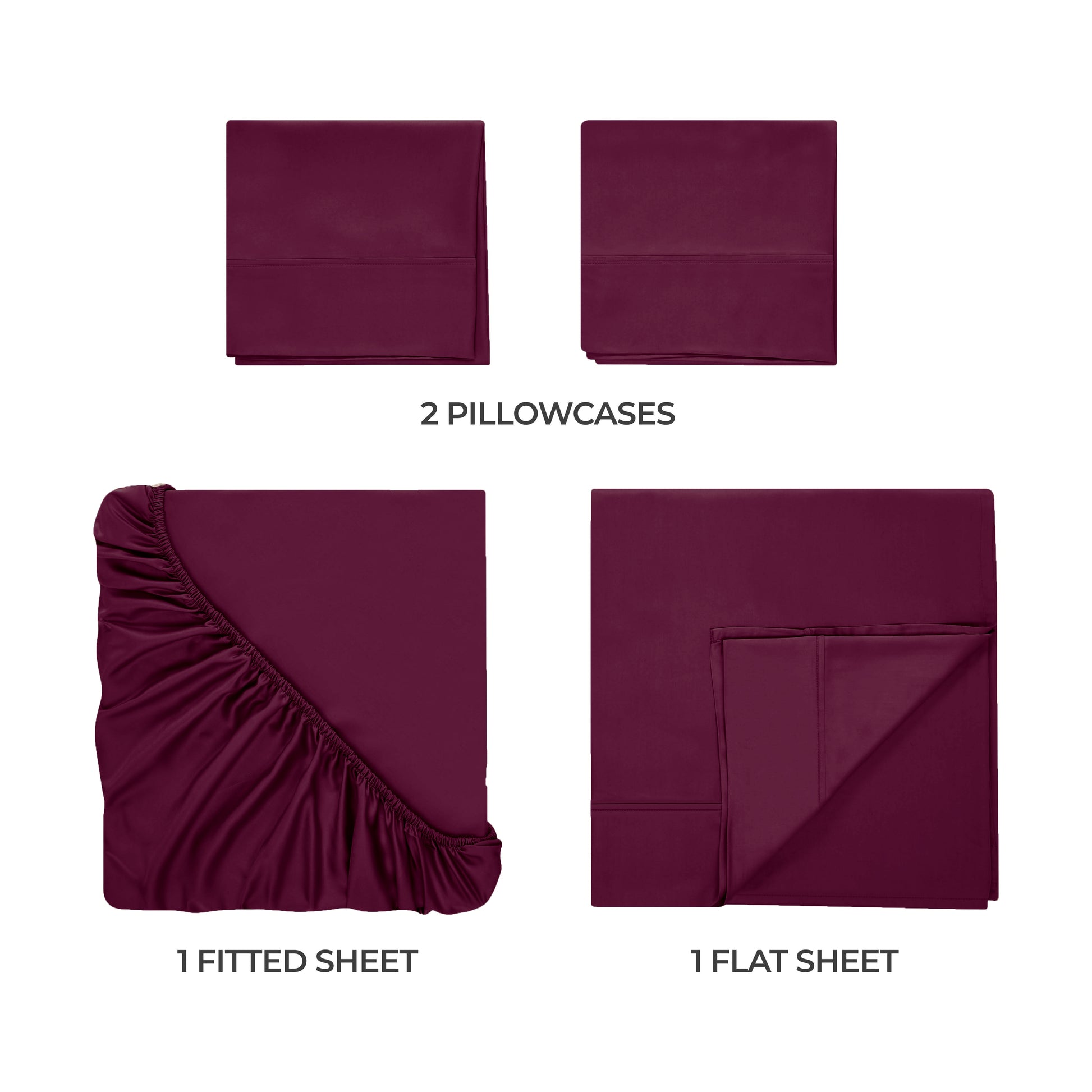 Egyptian Cotton 300 Thread Count Solid Deep Pocket Sheet Set - Plum