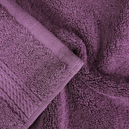 Egyptian Cotton Pile Plush Heavyweight Absorbent Bath Towel (Set of 4) - Plum