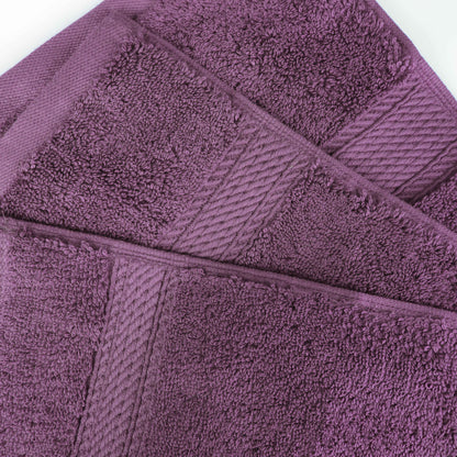 Egyptian Cotton Pile Plush Heavyweight Absorbent Bath Towel (Set of 4) - Plum