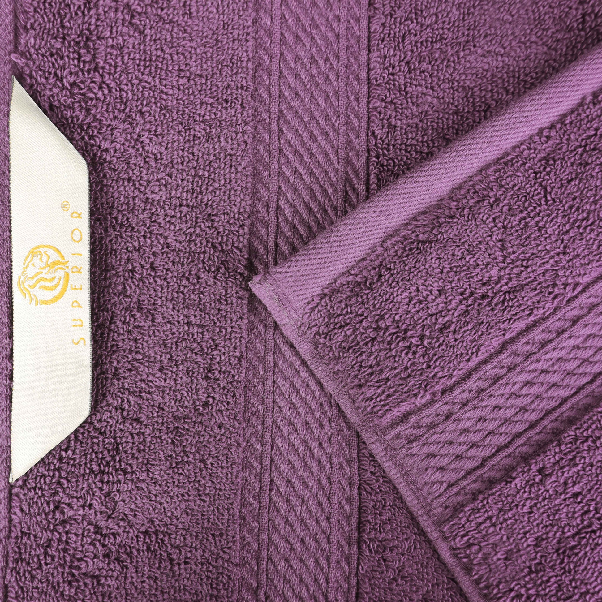 Egyptian Cotton Pile Plush Heavyweight Absorbent Bath Towel (Set of 4) - Plum