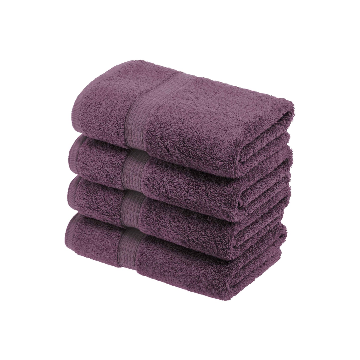 Egyptian Cotton Pile Plush Heavyweight Absorbent Bath Towel (Set of 4) - Plum