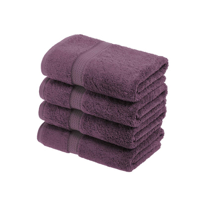 Egyptian Cotton Pile Plush Heavyweight Absorbent Bath Towel (Set of 4) - Plum