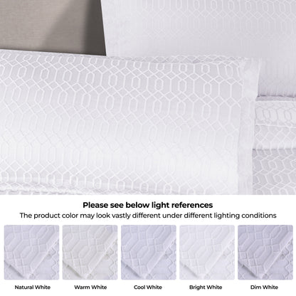 Remi Cotton Blend Jacquard Geometric Fringe Bedspread Set - White