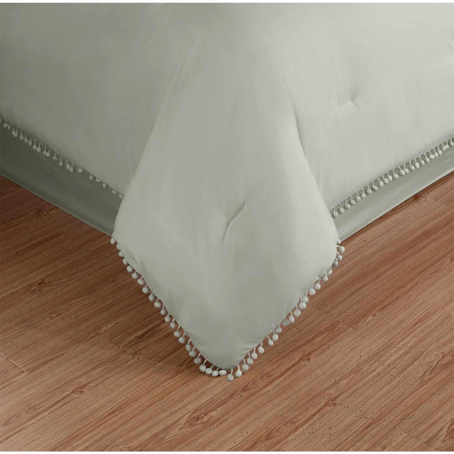  Superior Pom Pom Down Alternative Microfiber Comforter Set - Grey