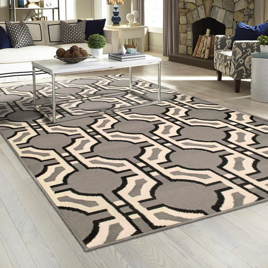 Pritchard Modern Geometric Area Rug or Runner Rug - Gray