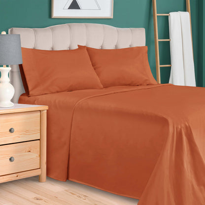 Egyptian Cotton 300 Thread Count Solid Deep Pocket Sheet Set - Pumpkin
