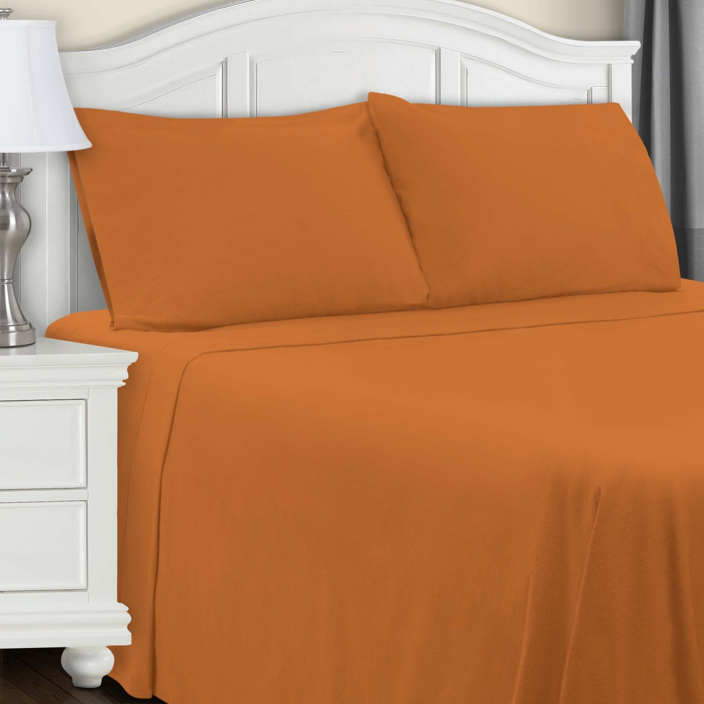 Cotton Flannel Trellis Solid Deep Pocket Sheet Set - Pumpkin