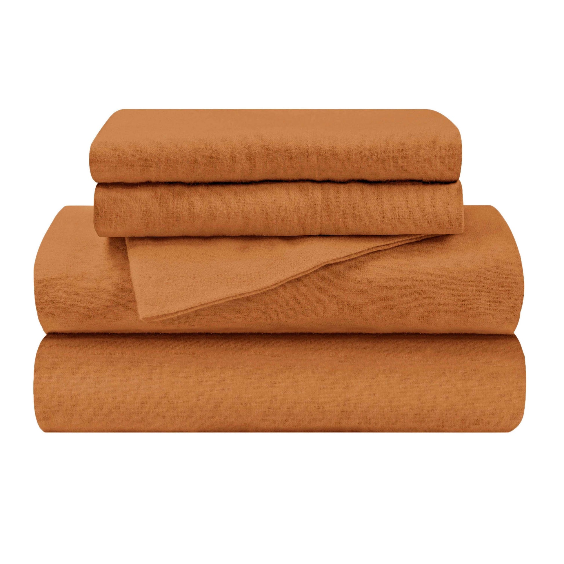 Cotton Flannel Trellis Solid Deep Pocket Sheet Set - Pumpkin
