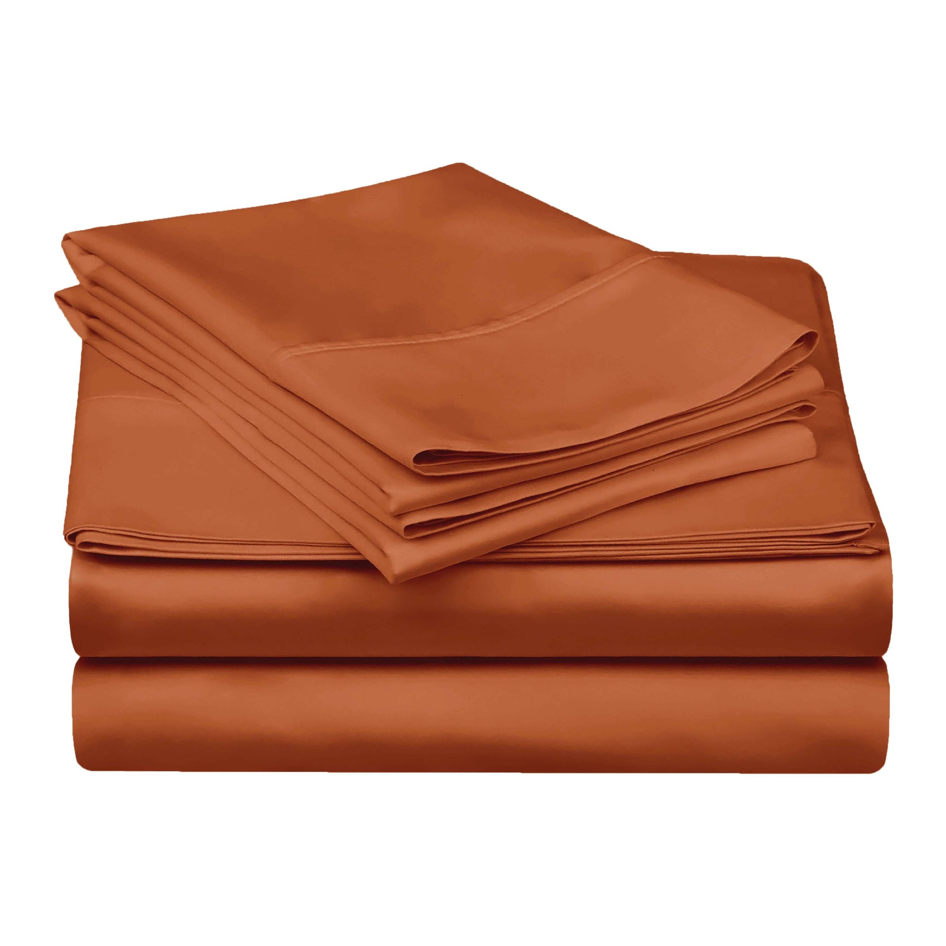Egyptian Cotton 300 Thread Count Solid Deep Pocket Sheet Set - Pumpkin
