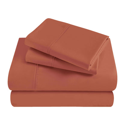 Egyptian Cotton 300 Thread Count Solid Deep Pocket Sheet Set - Pumpkin